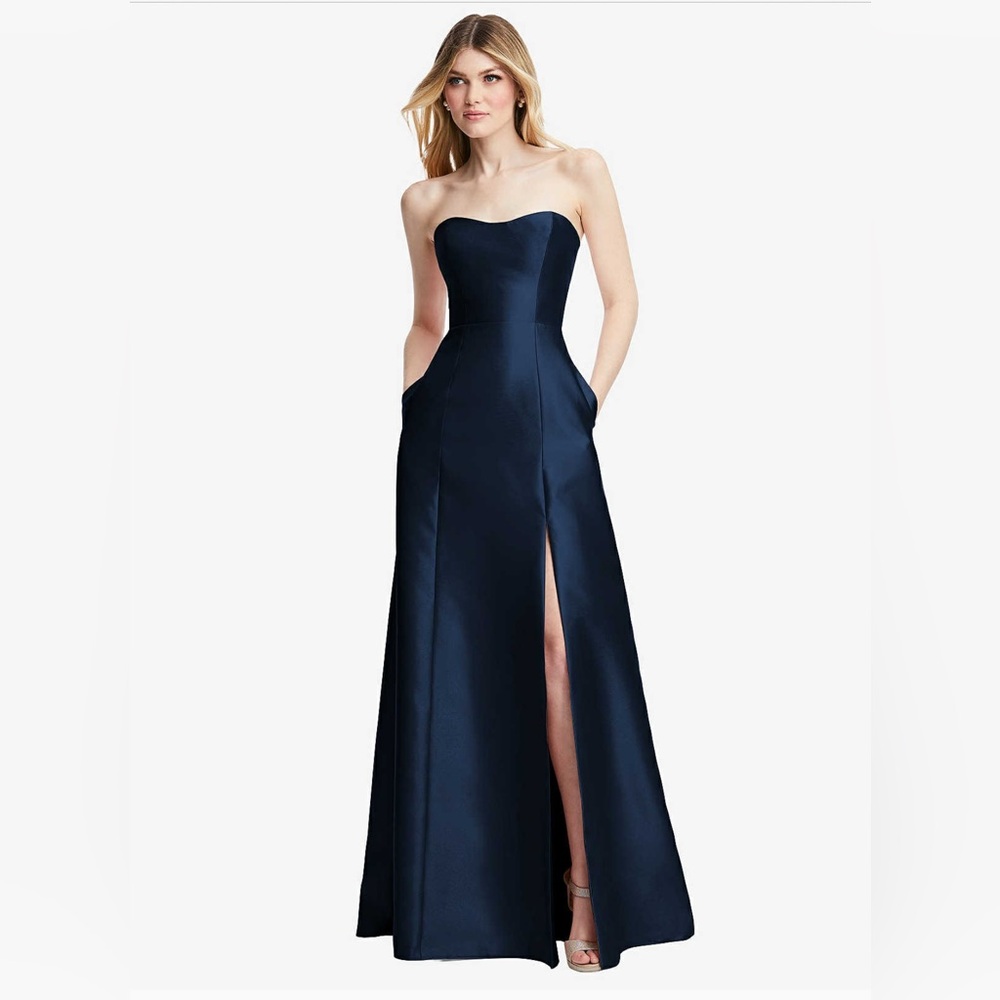 Alfred Sung - Strapless Satin A-Line Gown - WORN ONCE! SIZE 2!